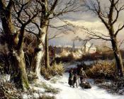 约翰内斯 赫曼努斯 库库克 : Barend Figures On A Snowy Road